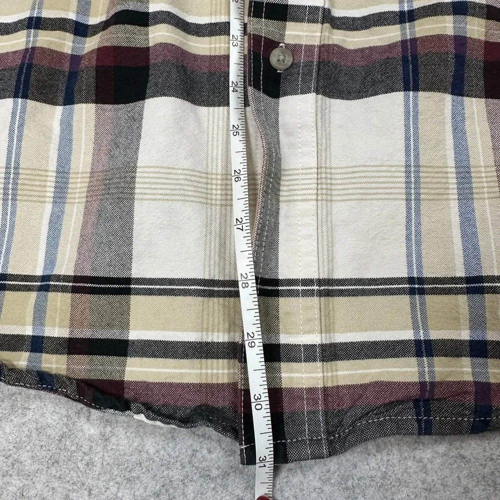 Wrangler TWENTY X Shirt Cream & Brown‎ Plaid Button Down Long Sleeve Men's XL